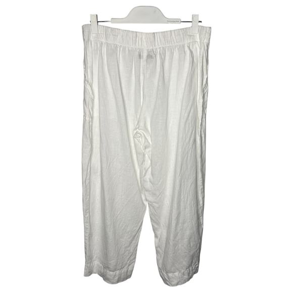 Flax Women's Pants Size Medium White Wide Leg Linen Minimalist Coverup Sheer - Picture 2 of 7